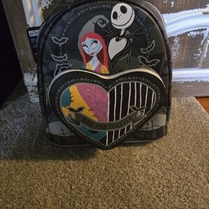 Nightmare before Christmas Laungefly split heart Jack and Sally NWT backpack
